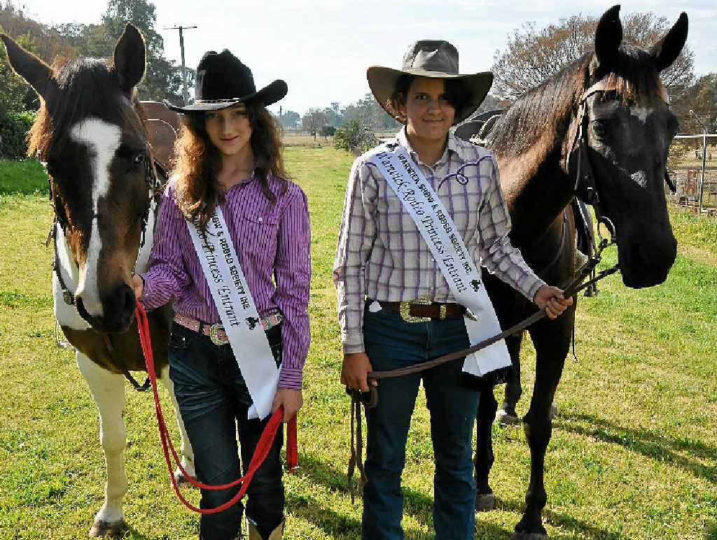 RODEO PRINCESS ENTRANTS: Sophia Foster with her horse Gizmo and Megan Kiley with her horse Parsley. RODEO PRINCESS ENTRANTS: Sophia Foster with her horse Gizmo and Megan Kiley with her horse Parsley.